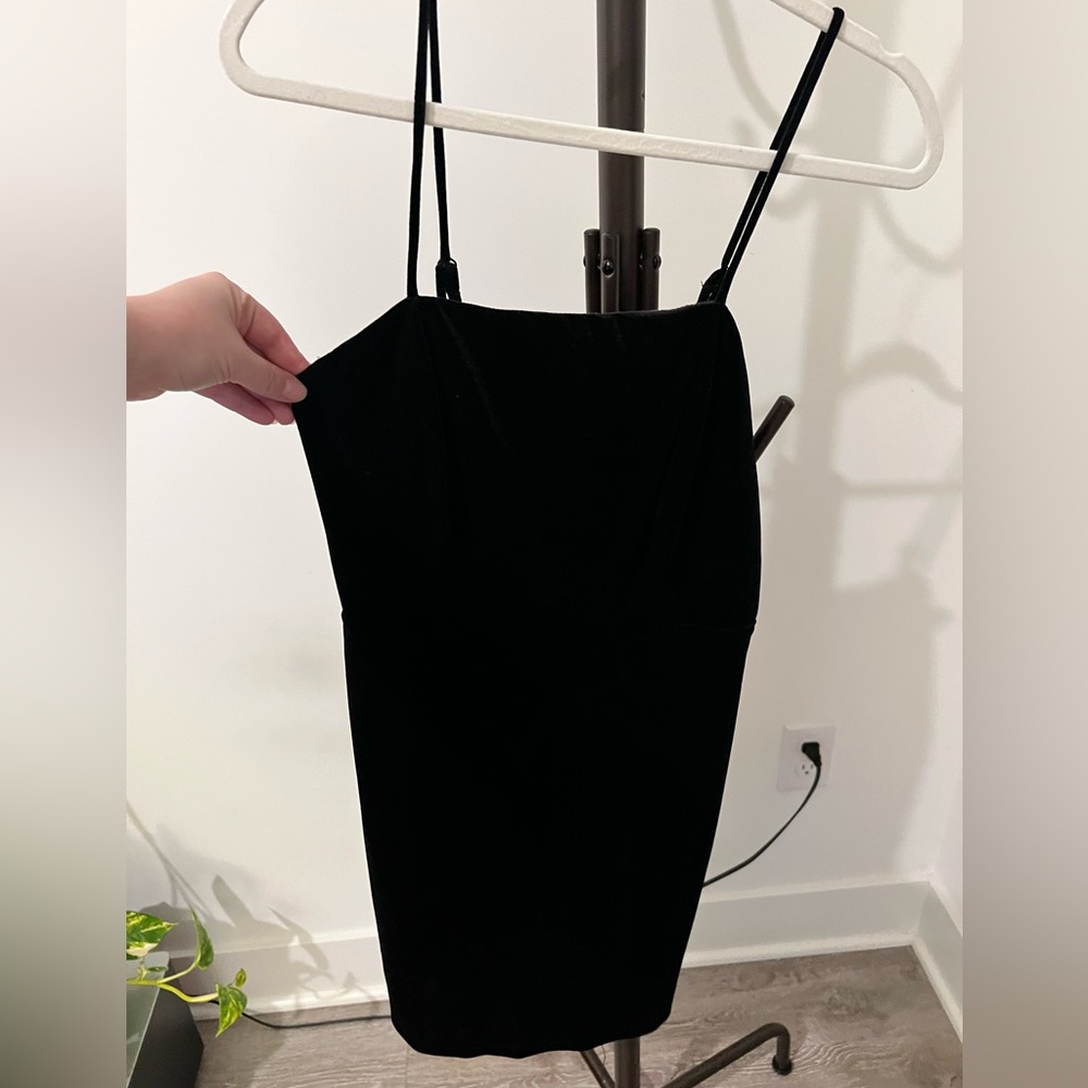 Black velvet mini dress